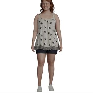 Lane Bryant Women Plus Size Star Print Tank Top - Black and White Size 16